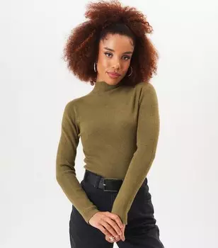 Оливковый джемпер Gini London с высоким воротником и длинными рукавами Gini London, оливковый