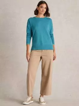 Оливковый джемпер из органического хлопка с заниженным плечом White Stuff, средний синий