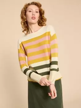 Оливковый джемпер в полоску White Stuff, натуральный/мульти