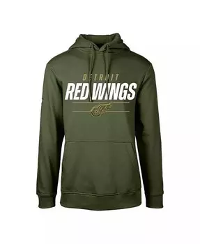 Оливковый флисовый пуловер с капюшоном Big Boys Detroit Red Wings Podium Levelwear, зеленый