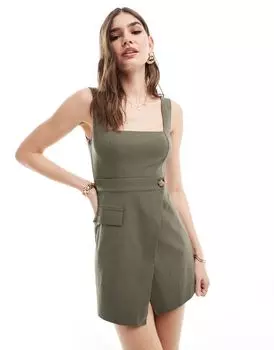 Оливковый комбинезон с короткими рукавами ASOS DESIGN