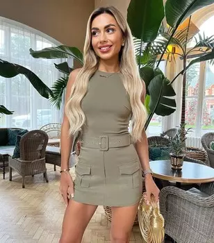 Оливковый комбинезон с поясом AX Paris AX Paris, оливковый