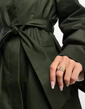 Оливковый плащ со шнуровочным воротником ASOS DESIGN