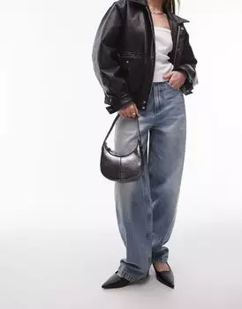 Оловянная маленькая сумка-саквояж Topshop Gracie с контрастной строчкой