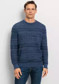 OLYMP Свитер с круглым вырезом "OLYMP Knit Casual" с модной структурой, цвет морской волны