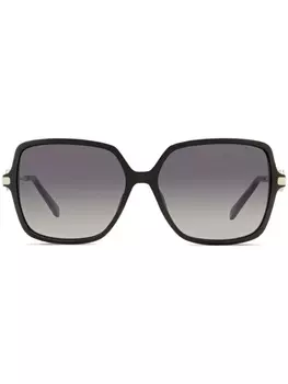 OMEGA EYEWEAR солнцезащитные очки с квадратной оправой и скульптурной дужкой, черный