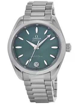 Omega Seamaster Aqua Terra Shades Автоматический хронометр 34 мм Зеленый циферблат Стальные женские часы 220.10.34.20.10.001