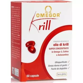 Omegor Omeg Krill Pure Krill Superba Oil Supplement с омега-3, холином и астаксантином 60 капсул
