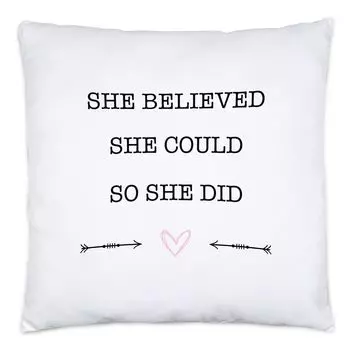 Она верила, что сможет, поэтому она сделала подушку с наполнителем, подарок с надписью «Женская сила», женский день, феминизм Hey!Print