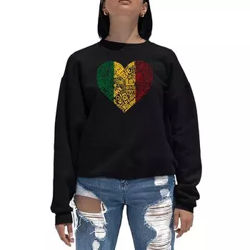 One Love Heart — женский свитшот с круглым вырезом с рисунком Word Art LA Pop Art, черный