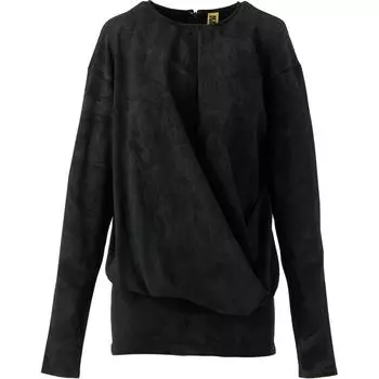 Onitsuka Tiger Футболка с приспущенным плечом, женская, черная, с принтом