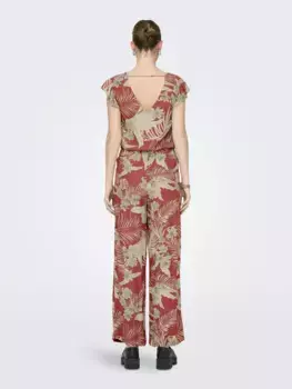 Only брюки без застежек "ONLPALINA LIFE LOOSE LONG PANTS PTM", цвет Baked Apple Aop:Lovely Palm