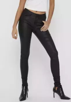 Only брюки из искусственной кожи "ONLANNE K MID WAIST COATED PNT NOOS", черный