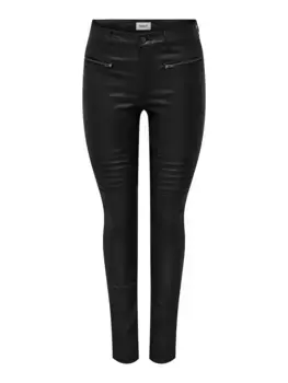 Only брюки из искусственной кожи "ONLBINY-NYA MW COATED ZIP PANT PNT", с байкерскими деталями, черный
