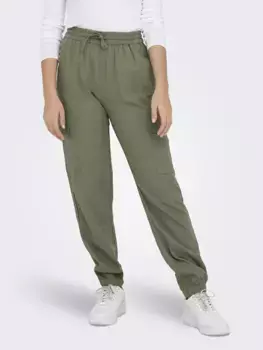 Only брюки-карго "ONLCARO MW LIN PULL-UP CARGO PNT NOOS", зеленый