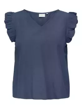 ONLY CARMAKOMA блузка с короткими рукавами "CARJUPITER LIFE S/L FRILL TOP WVN", цвет Vintage Indigo