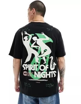 ONLY — Черная футболка большого размера с принтом «Spirit» на спине