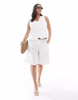 ONLY Curve удлиненные шорты с высокой талией из белого льна