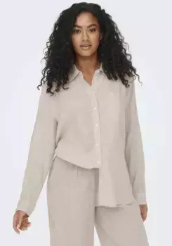 Only длинная блузка "ONLTOKYO L/S LINEN BLEND SHIRT", с льном, цвет Moonbeam
