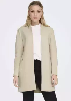 Only длинный пиджак "ONLSOHO-LINEA L/S ZIP COATIGAN CC PNT", кремовый