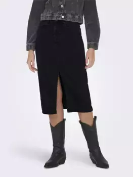 Only джинсовая юбка "ONLBIANCA MIDI SKIRT DNM REA NOOS", черный