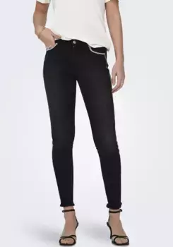Only джинсы скинни "ONLBLUSH MW SKINNY DECO ANK RW REA0918", черный