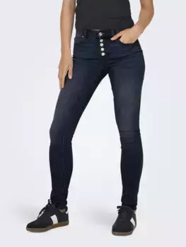 Only джинсы скинни "ONLHUSH MID SK VIS BUTTON DNM BOX X", синий