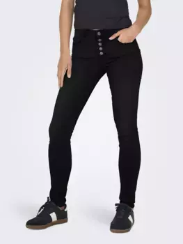Only джинсы скинни "ONLHUSH MID SK VIS BUTTON DNM BOX X", черный