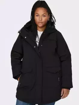 Only функциональное пальто CARMAKOMA "CARMAASTRICHT SOFTSHELL PARKA OTW NOOS" Only Carmakoma, черный