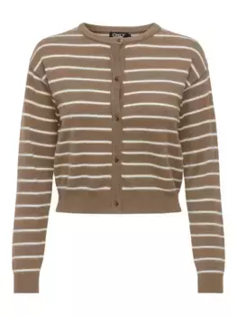 Only кардиган "ONLBARIA LS O-NECK CARDIGAN CC KNT", цвет Malt Ball Stripes:Cloud Dancer