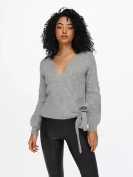 Only кардиган с запахом "ONLMIA L/S WRAP CARDIGAN KNT NOOS", серый