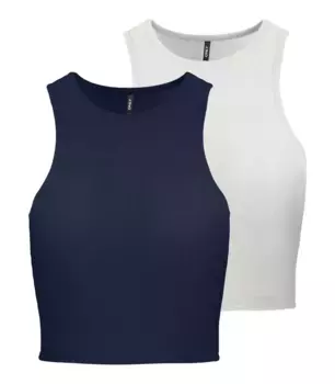 Only кроп-топ "ONLBELIA S/L CROP TOP CS JRS 2PACK" (упаковка, 2 шт.), цвет Naval Academy Pack:Cloud Dancer