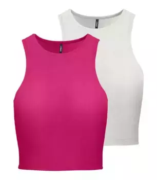 Only кроп-топ "ONLBELIA S/L CROP TOP CS JRS 2PACK" (упаковка, 2 шт.), фиолетовый