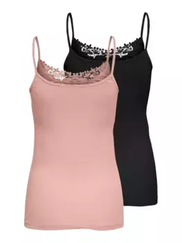 Only кружевной топ "ONLKIRA LACE SINGLET 2PACK NOOS" (2 шт. в упаковке), черный