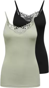 Only кружевной топ "ONLKIRA LACE SINGLET 2PACK NOOS" (2 шт. в упаковке), черный