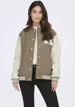 Only куртка-бомбер "ONLSILJA LIFE BOMBER JACKET CC OTW", цвет Simply Taupe Detail: + Sleeve Cloud Dancer