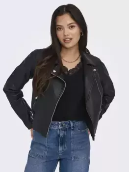 Only куртка из искусственной кожи "ONLALBA FAUX LEATHER BIKER CC OTW" со множеством байкерских деталей, черный