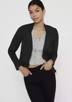 Only куртка из искусственной кожи "ONLAVA FAUX LEATHER BIKER OTW NOOS", с байкерскими деталями, черный