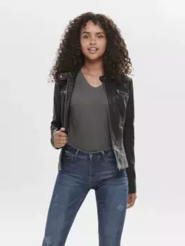 Only куртка из искусственной кожи "ONLBANDIT FAUX LEATHER BIKER", черный