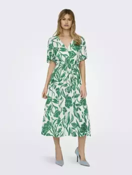 Only летнее платье "ONLHALIA S/S MIDI DRESS WVN NOOS", цвет Cloud Dancer Aop:Mathilde Big Flower