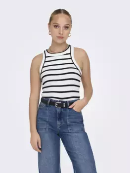 Only майка "ONLKELLI S/S STRIPE TANK TOP CS JRS", цвет Cloud Dancer Stripes:Black