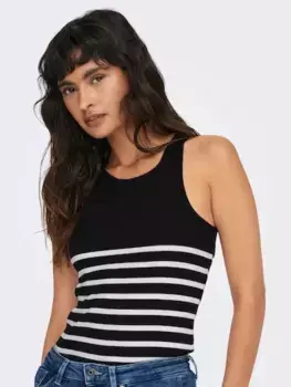 Only майка "ONLKENYA RIB STRIPE TANK TOP CS JRS", белый