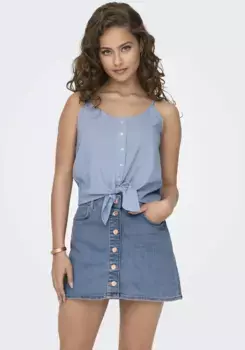 Only майка "ONLLECEY SL KNOT SINGLET NOOS WVN", с завязками, синий