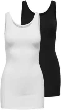 Only майка "ONLLIVE LOVE NEW LONG TT 2PACK NOOS" (2 шт. в упаковке), цвет Black Pack:Black And White