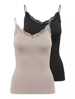 Only майка "ONLVICKY LACE BASIC 2-PACK SEAMLESS TOP" (упаковка, 2 шт.), черный