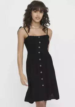 Only мини-платье "ONLANNIKA S/L SMOCK DRESS WVN NOOS", черный