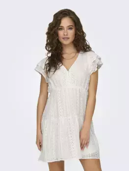 ONLY мини-платье "ONLHELENA LACE CAPSL DRESS WVN NOOS", цвет Cloud Dancer