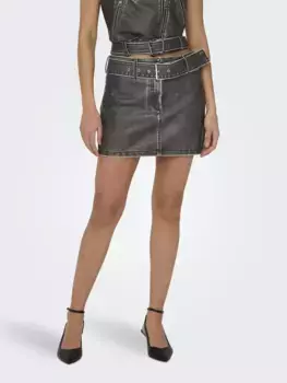 Only мини-юбка "ONLELLA FAUX LEATHER LW MINI SKIRT OTW", черный