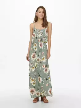 ONLY платье макси "ONLNOVA LIFE STRAP MAXI DRESS AOP PTM", цвет Chinois Green Aop:Soft Florals