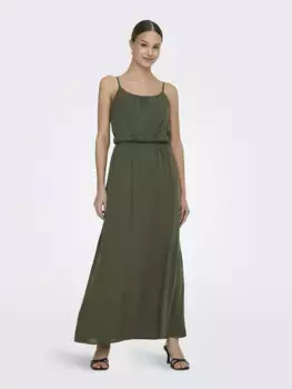 ONLY платье макси "ONLNOVA LIFE VIS STRAP MAXI DRESS SOLID", цвет Kalamata